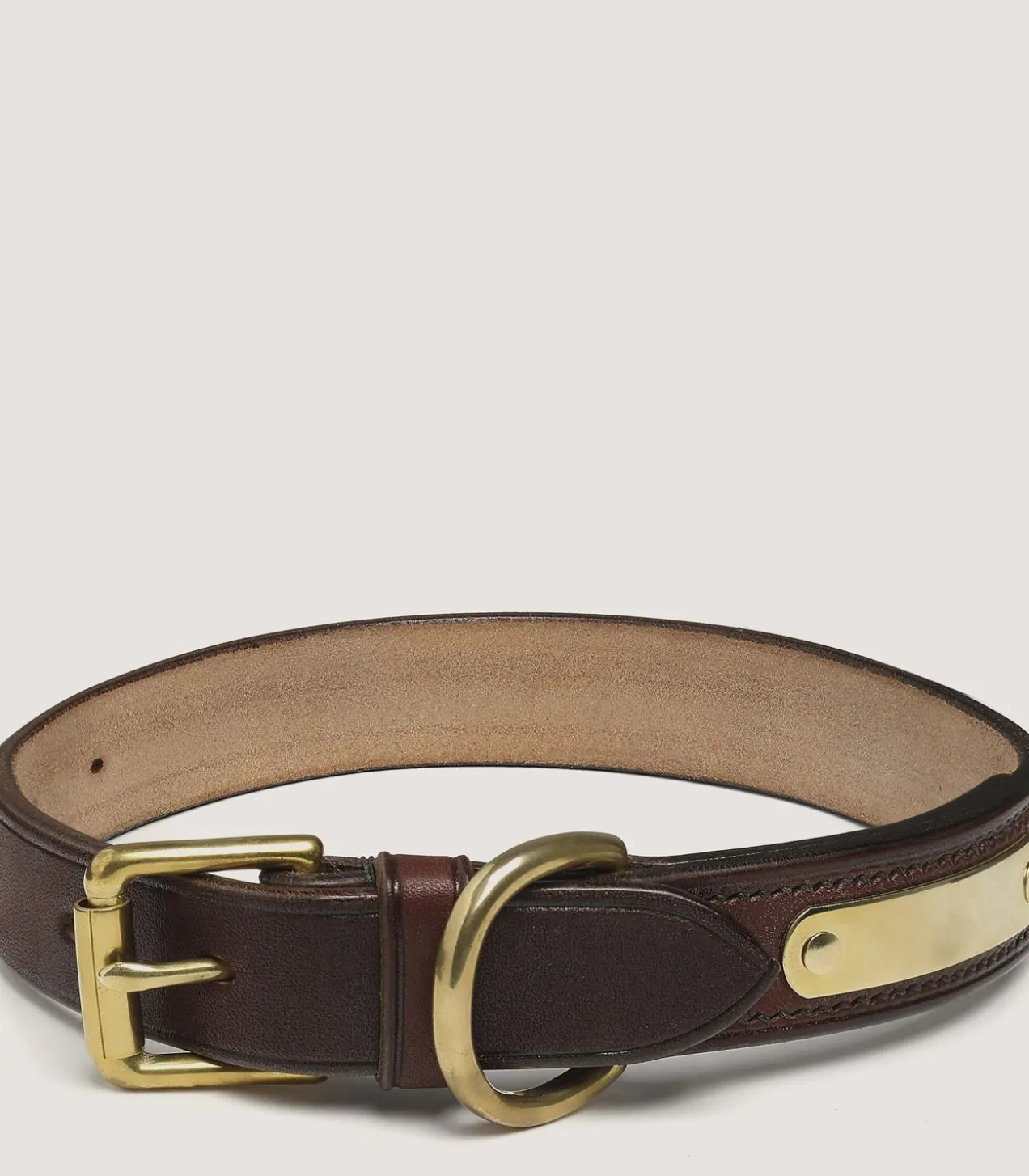 Bridle Leather Dog Collar In Brown.