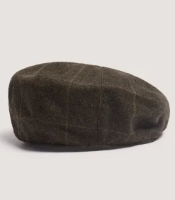 Dalby Check Loden Bakerboy Cap In Forest Green