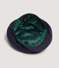 Dalby Check Loden Bakerboy Cap In Navy