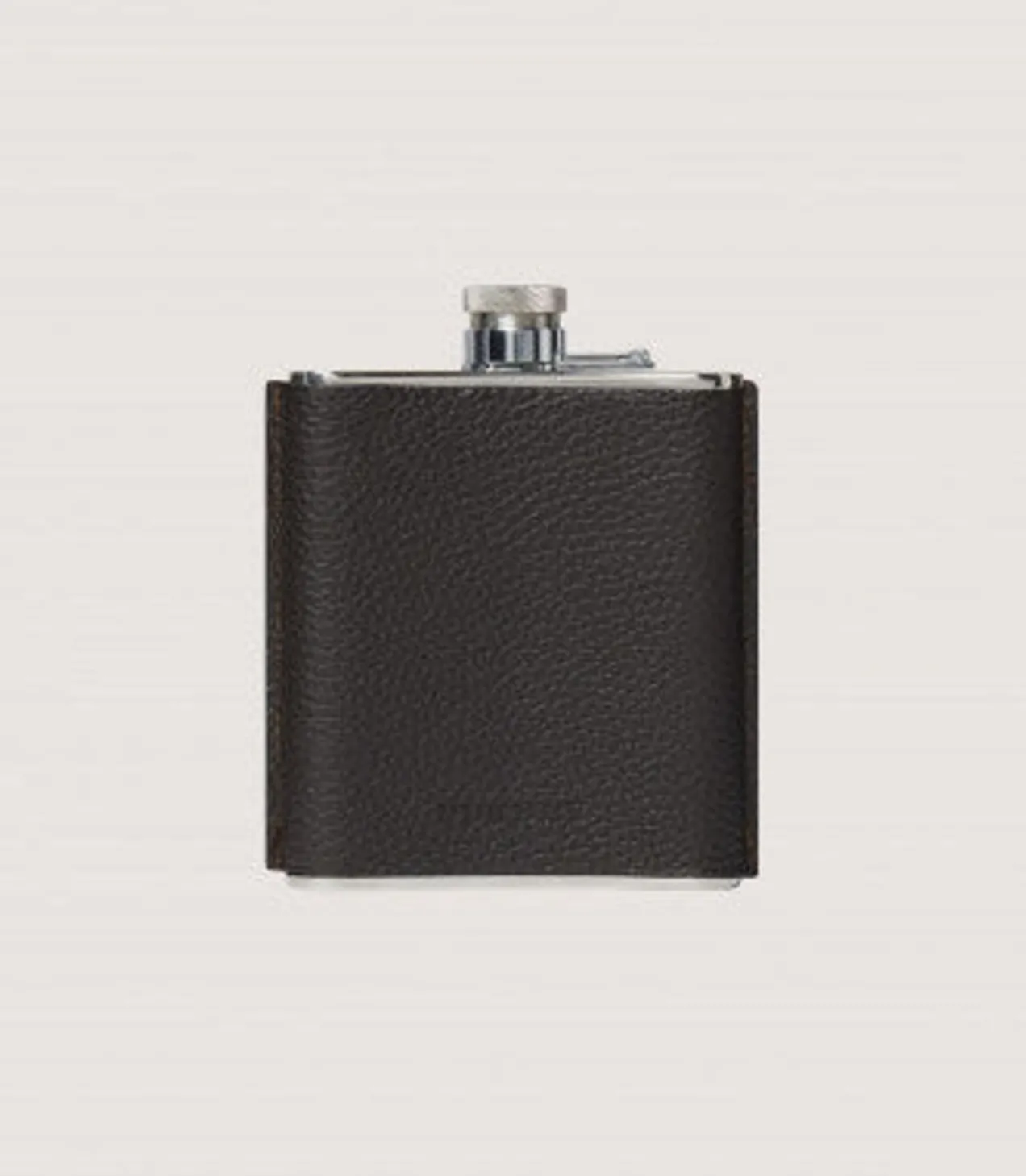 Grainy Leather Hip Flask In Dark Brown