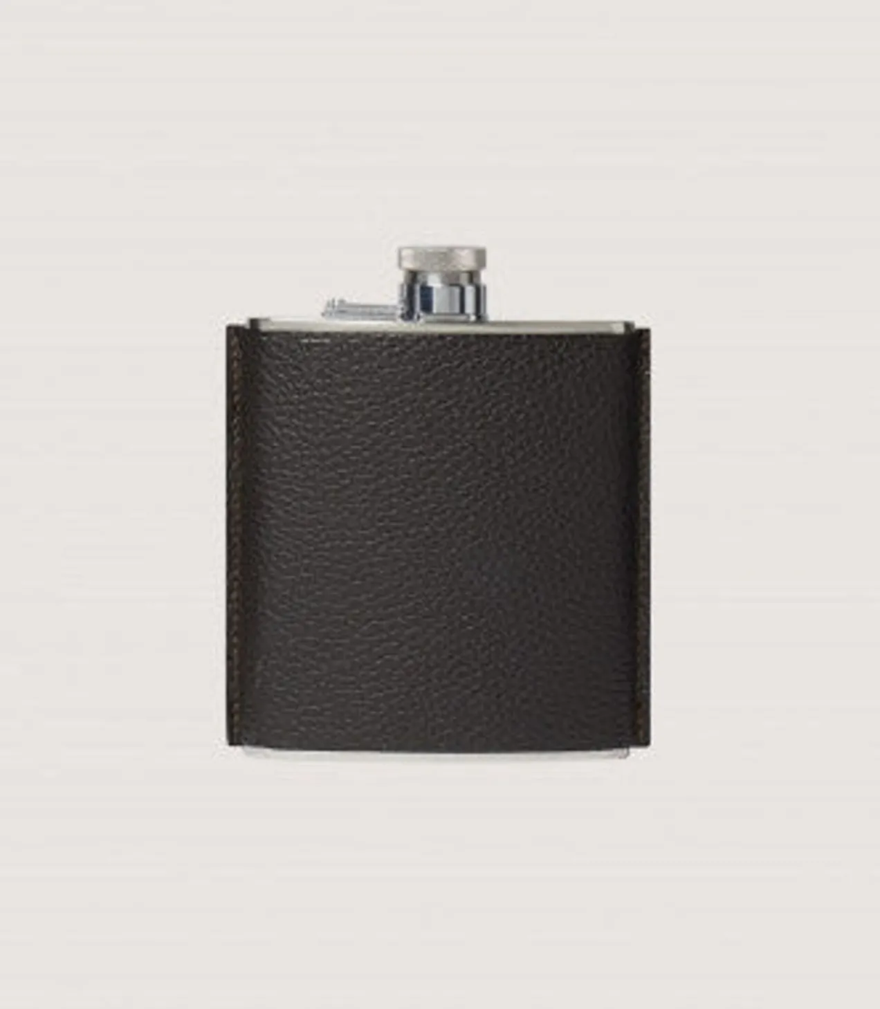 Grainy Leather Hip Flask In Dark Brown