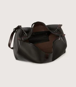 Leather Duffle Holdall Loader In Dark Brown