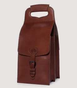 Leather Wine Carrier In Purdey Havana