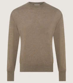 Men'S Cashmere Seamless Crew Neck In Taupe