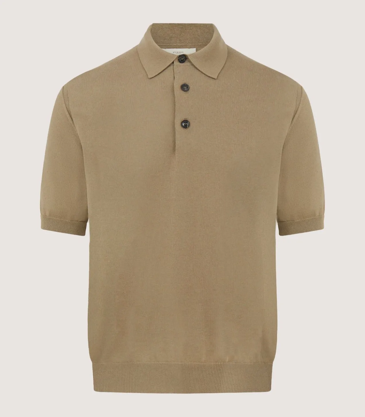Men'S Cotton Cashmere Fine Gauge Short Sleeve Polo In Twine