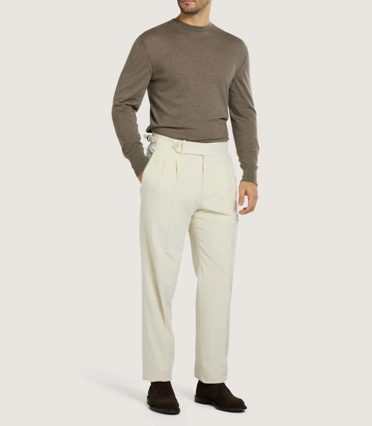 Men'S Double Buckle Cord Trousers