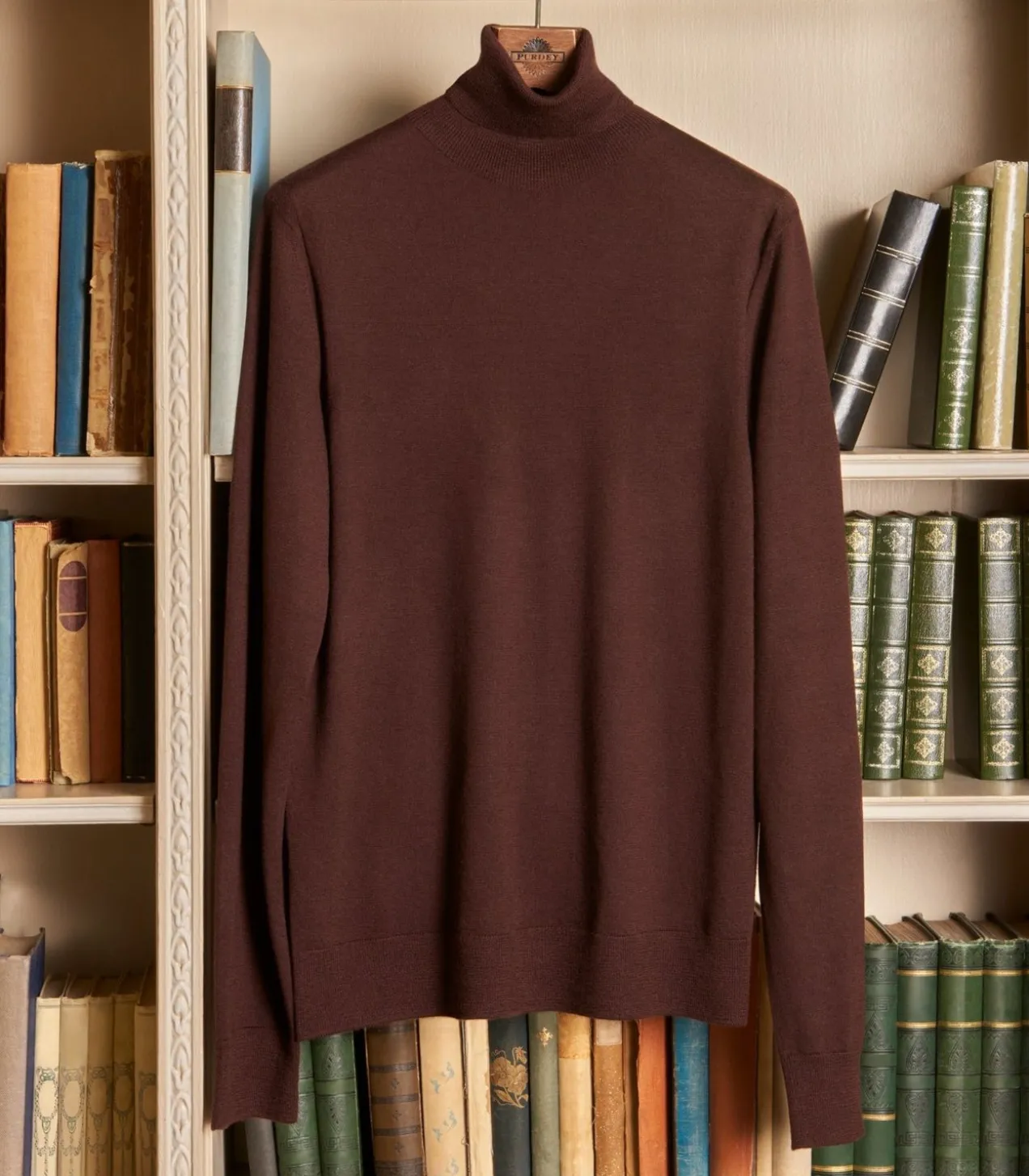 Men'S Extra Fine Worsted Cashmere Seamless Turtleneck