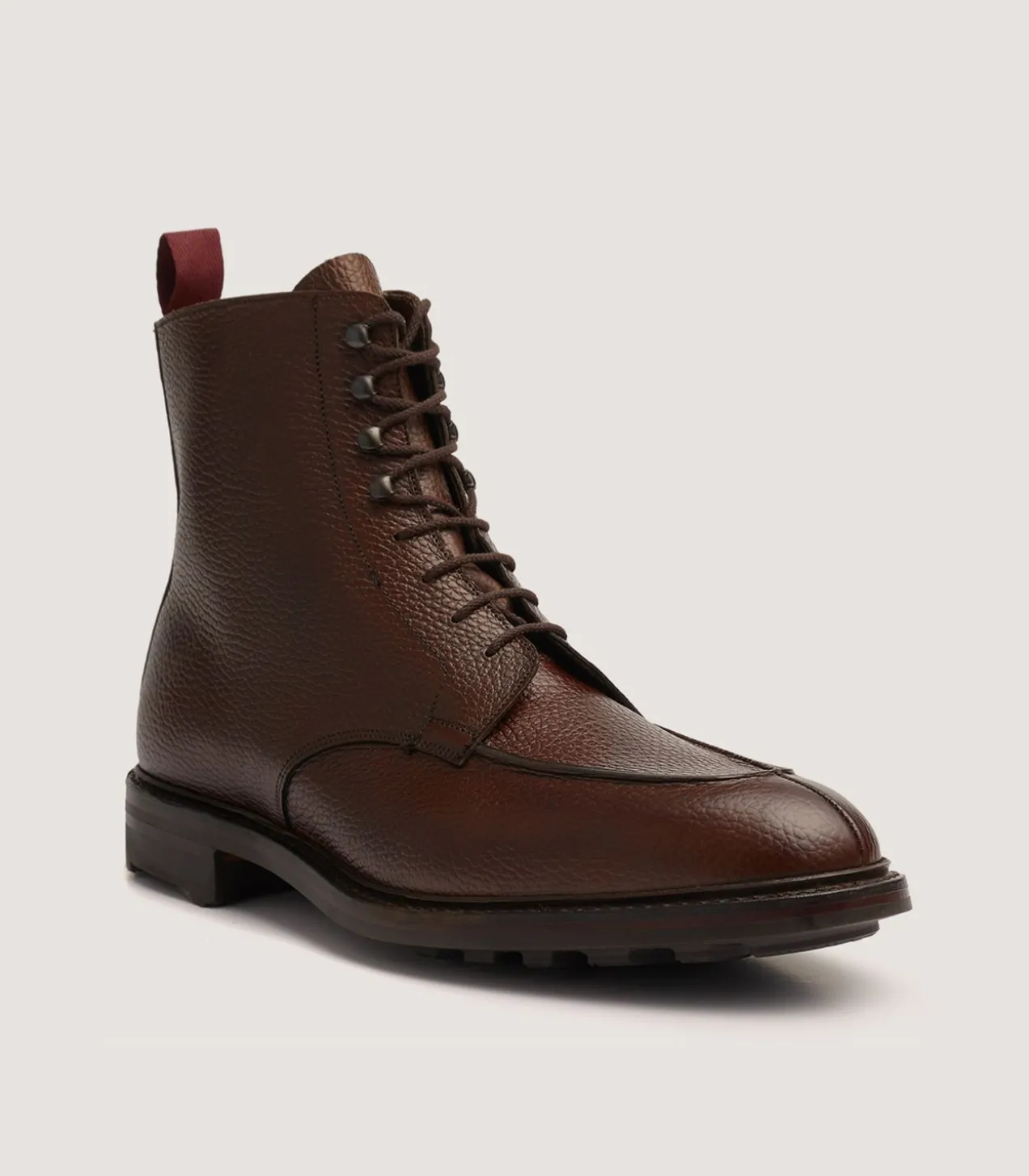 Men'S Grain Leather Ankle Boot In Dark Brown
