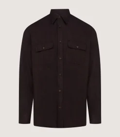 Men'S Herringbone Double Pocket Shirt In Walnut