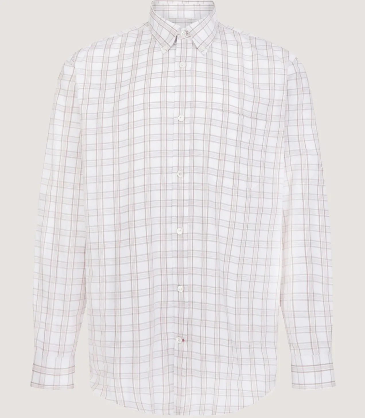 Men'S Light Cotton Check Button Down Shirt In Taupe