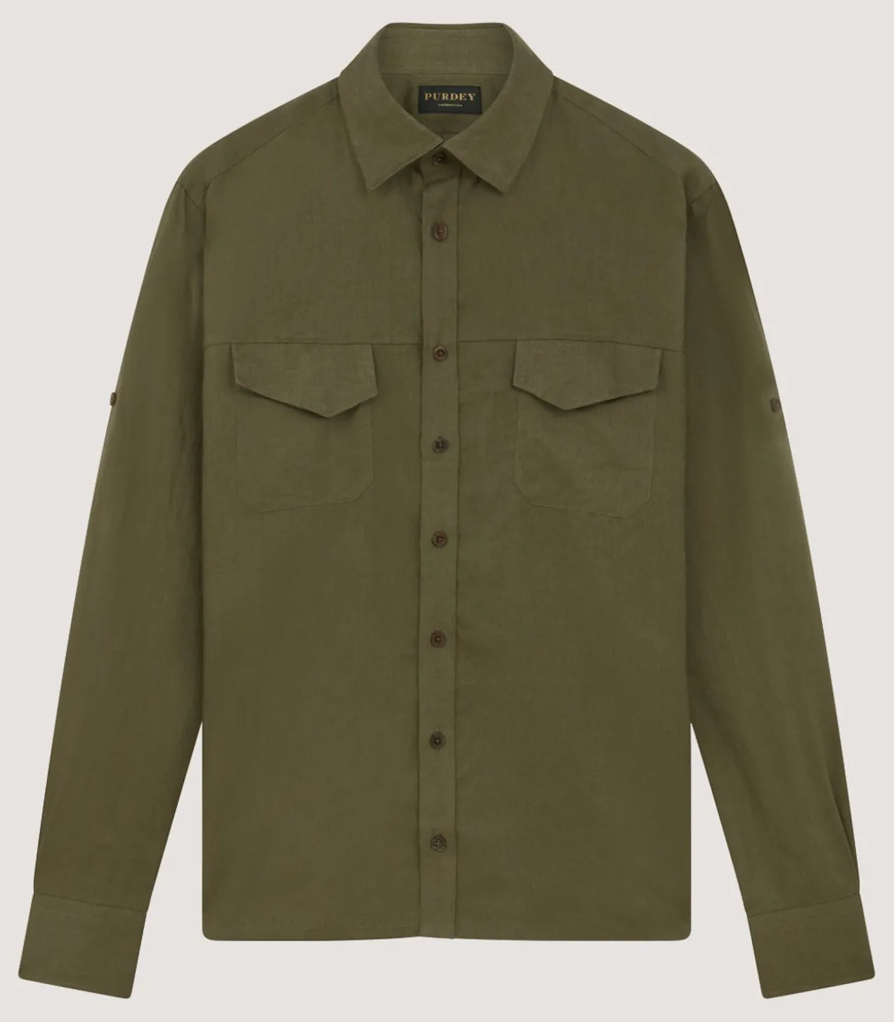 Men'S Linen Selous Safari Shirt In Forest Green