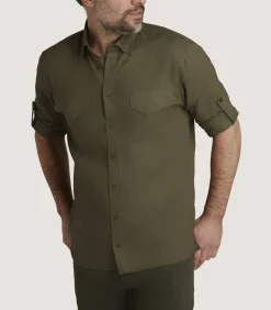 Men'S Linen Selous Safari Shirt In Forest Green