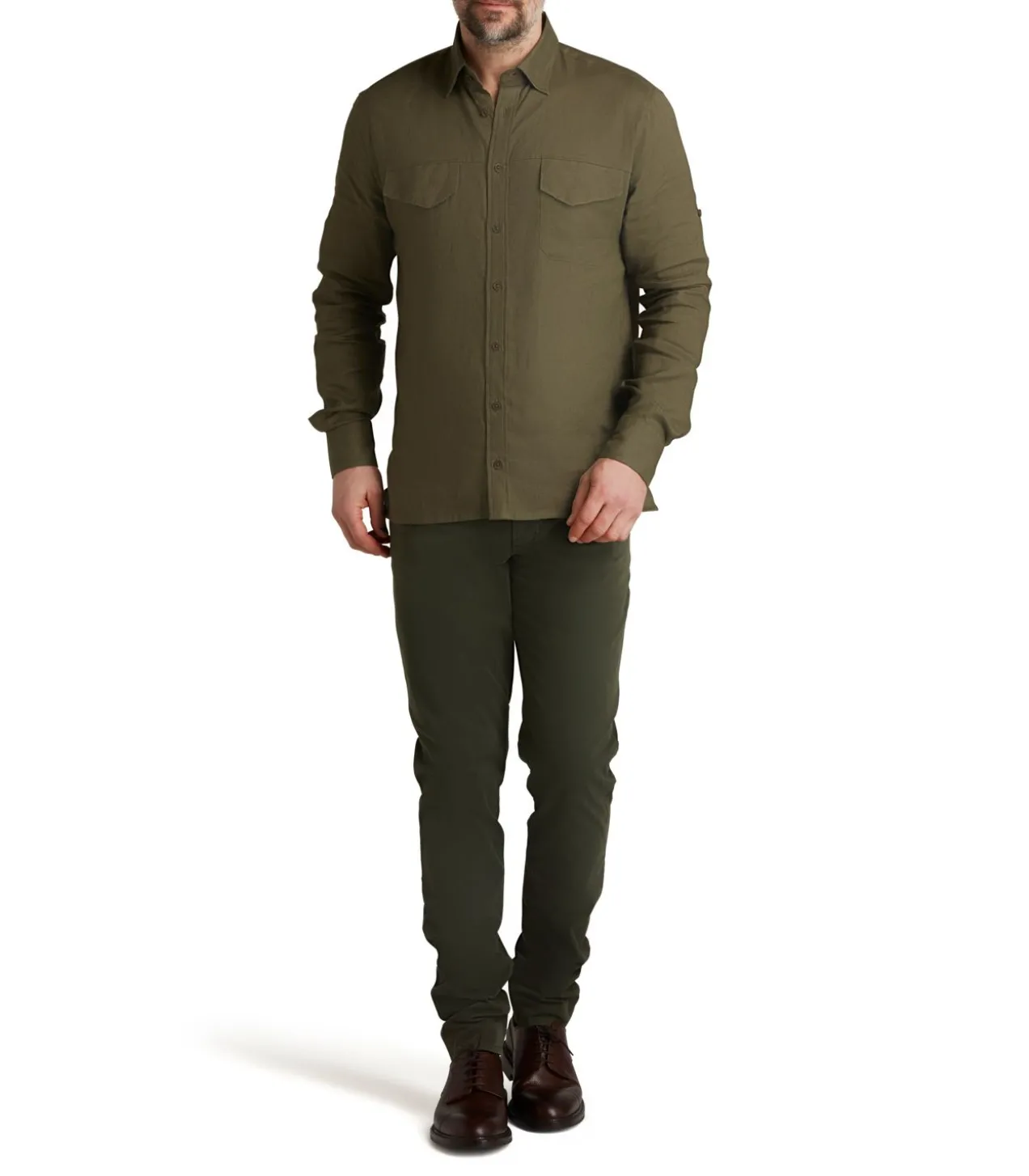 Men'S Linen Selous Safari Shirt In Forest Green