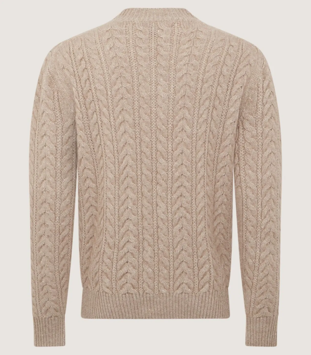 Men'S Taupe Cashmere Linen V Neck Cricket Jumper
