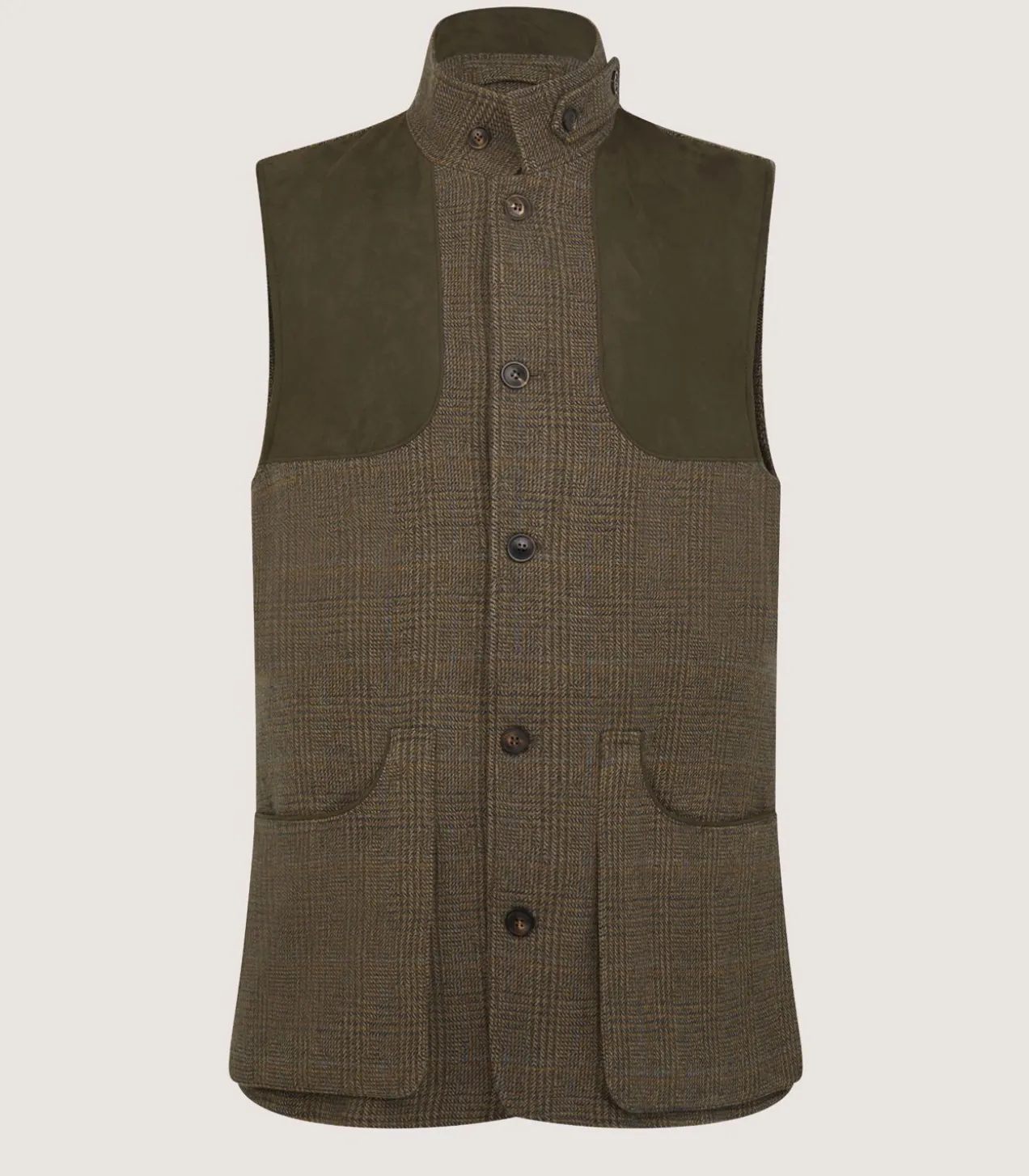 Men'S Tweed High Collar Sporting Vest In Morlich