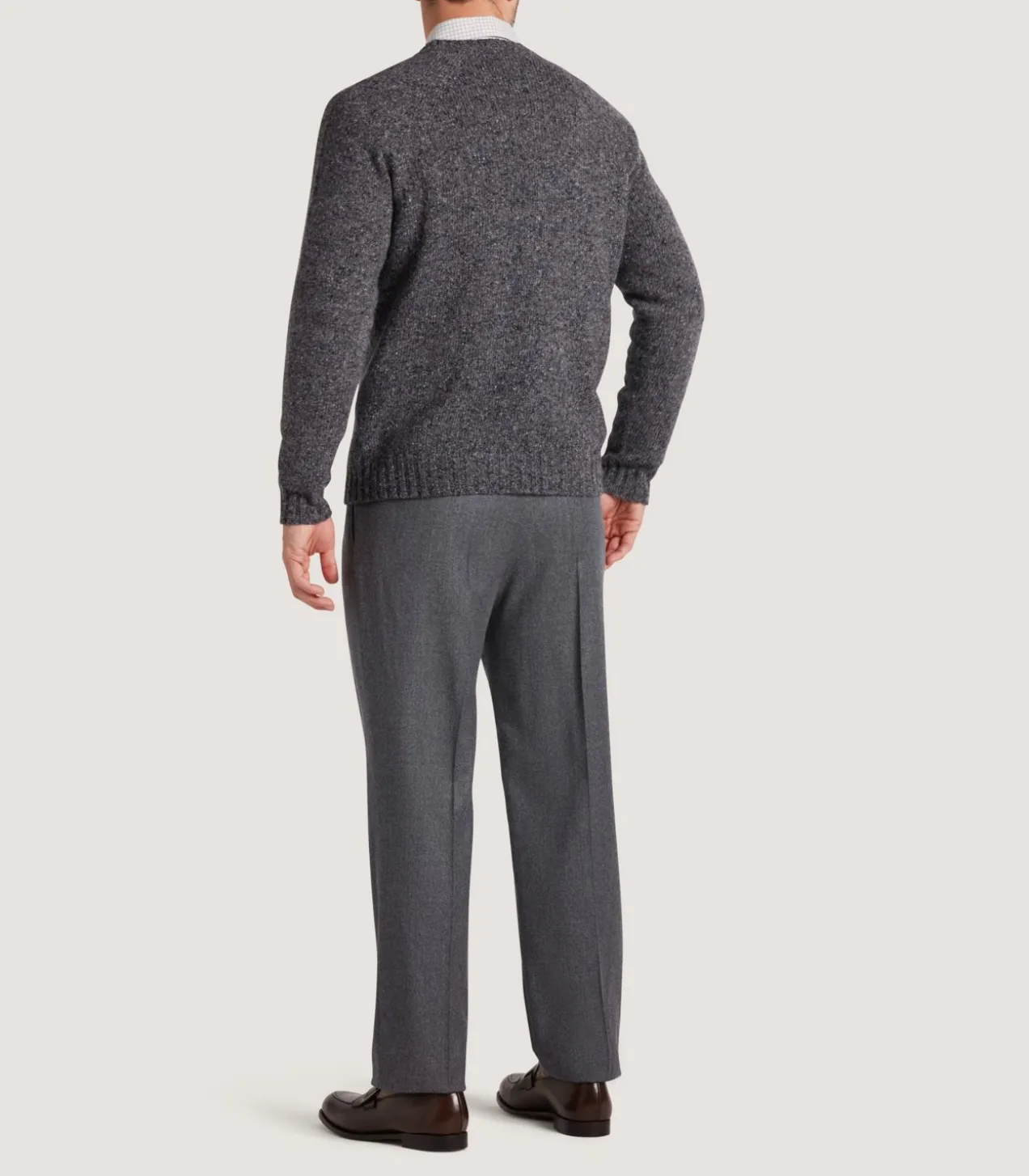 Men'S Two Pleat Trouser In Flannel Grey