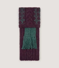 Penberth Chequered Alpaca Field Sock In Purple Heather