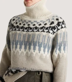 Women'S Cashmere Fairisle Falcon Crew Neck Sweater In Kestral