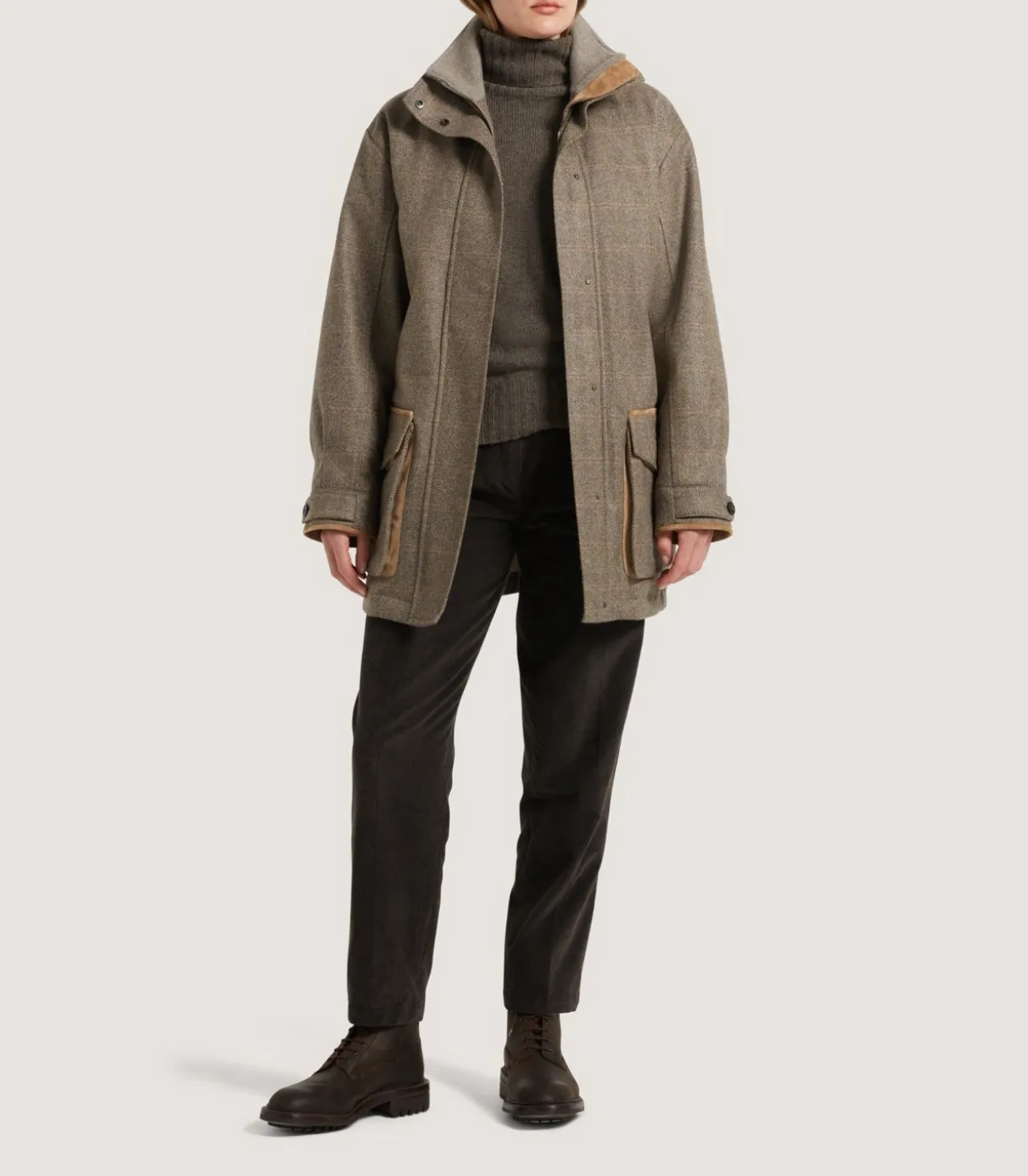 Women'S Cashmere Tweed Raglan Field Coat