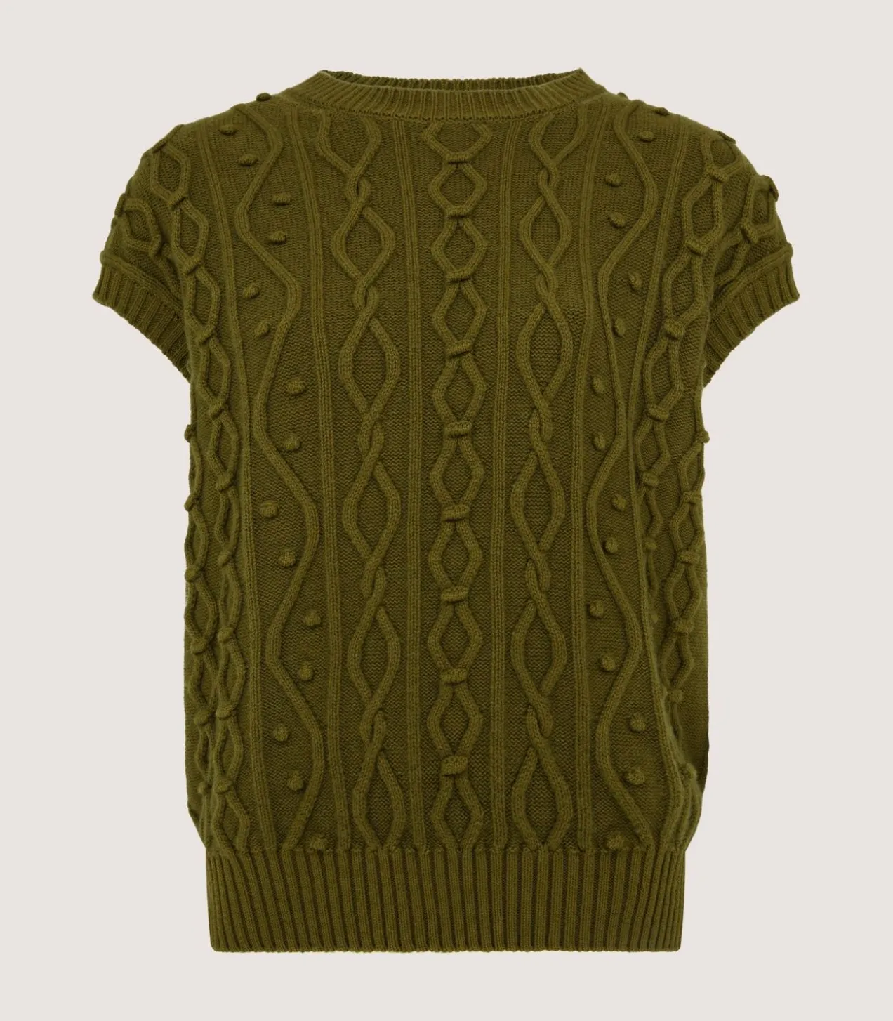 Women'S Cotton Cashmere Aran Crew Neck Tank In Olive