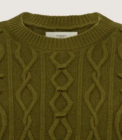 Women'S Cotton Cashmere Aran Crew Neck Tank In Olive