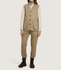 Women'S High Collar Dry Wax Summer Sporting Vest In Taupe
