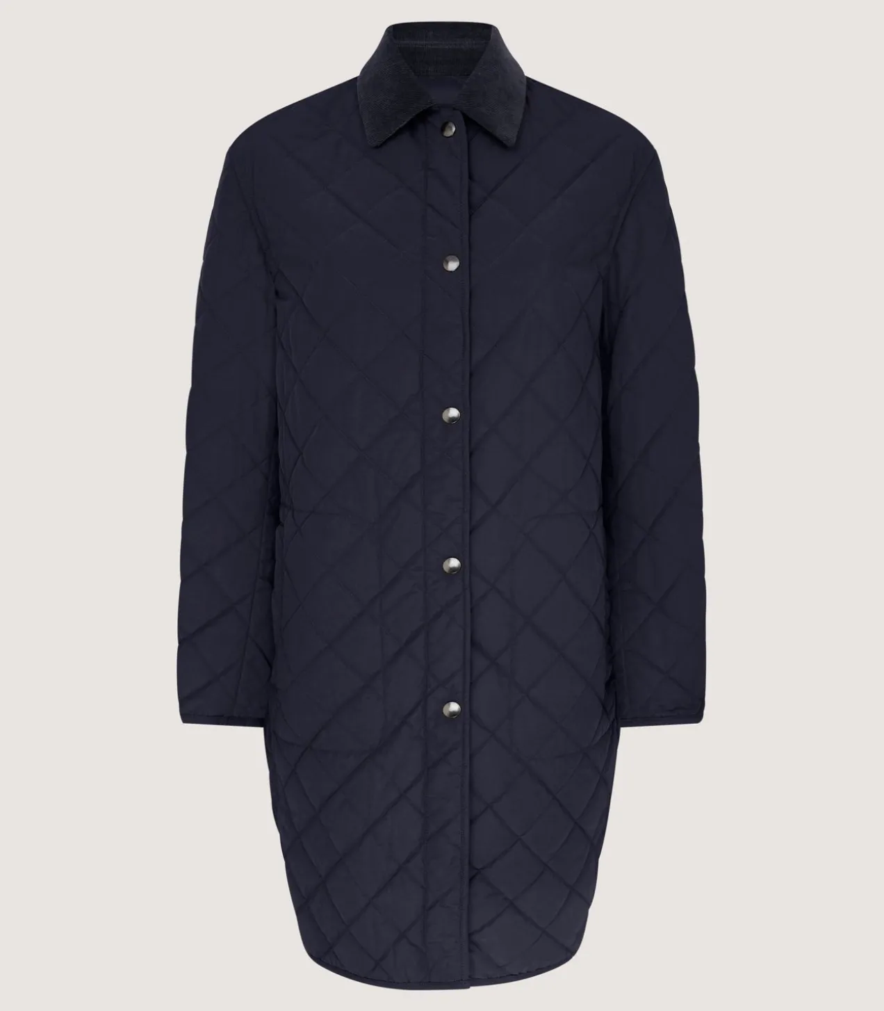 Women'S Long Quilted Purdey Jacket In Navy