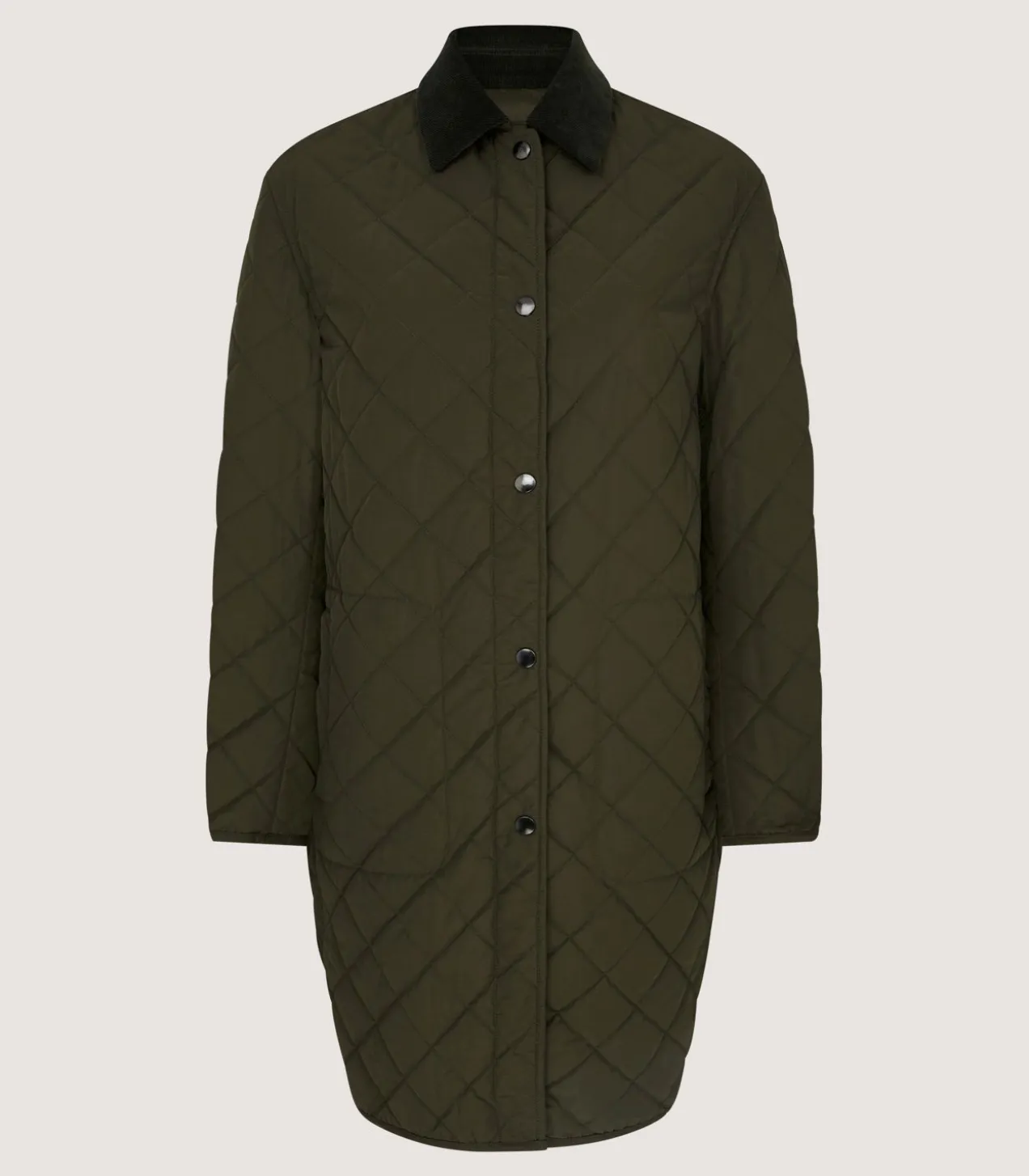 Women'S Long Quilted Purdey Jacket In Dark Olive